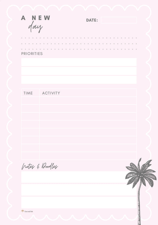 Daily planner pink palm A5
