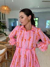 Load image into Gallery viewer, Buttons & bows dress