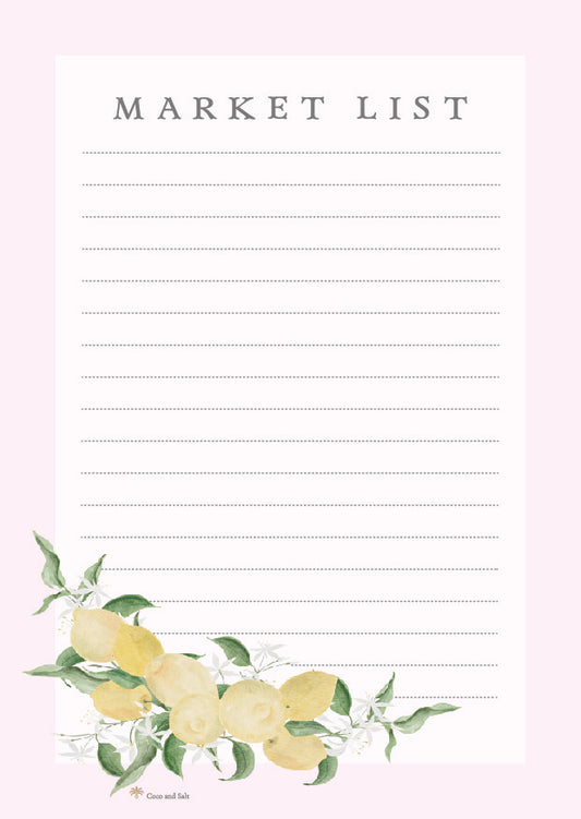 Market list pink lemonade