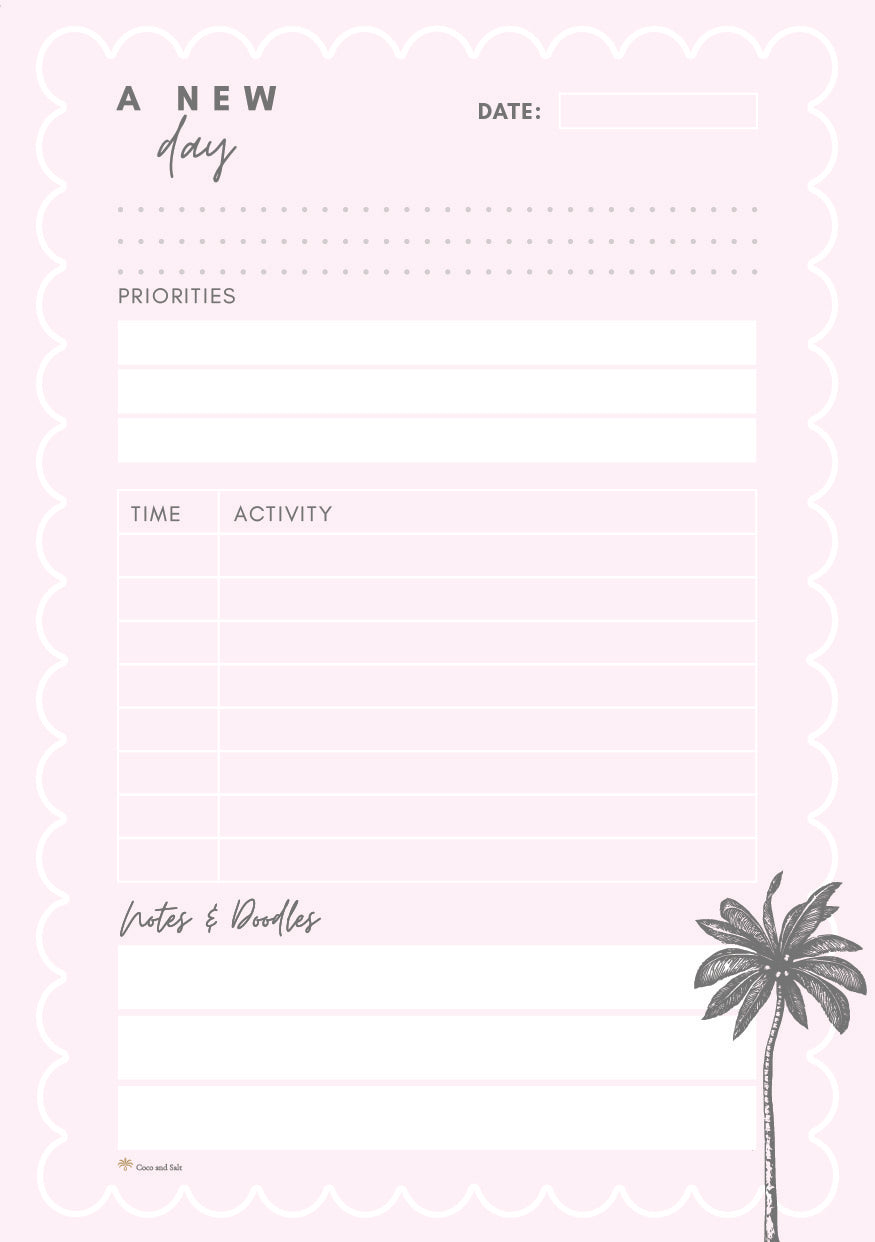 Daily planner pink palm A5