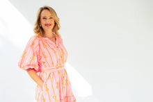 Load image into Gallery viewer, Buttons &amp; bows dress puff sleeve
