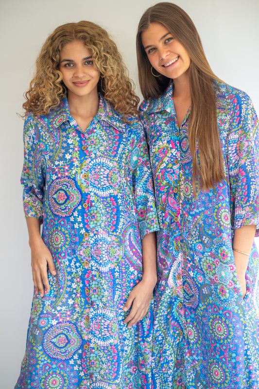 Ella dress - paisley blue