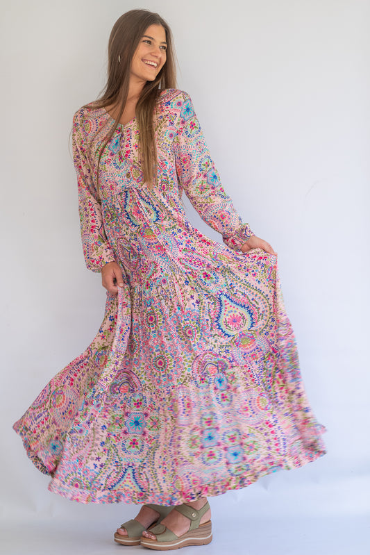 Southern Belle dress - paisley pink