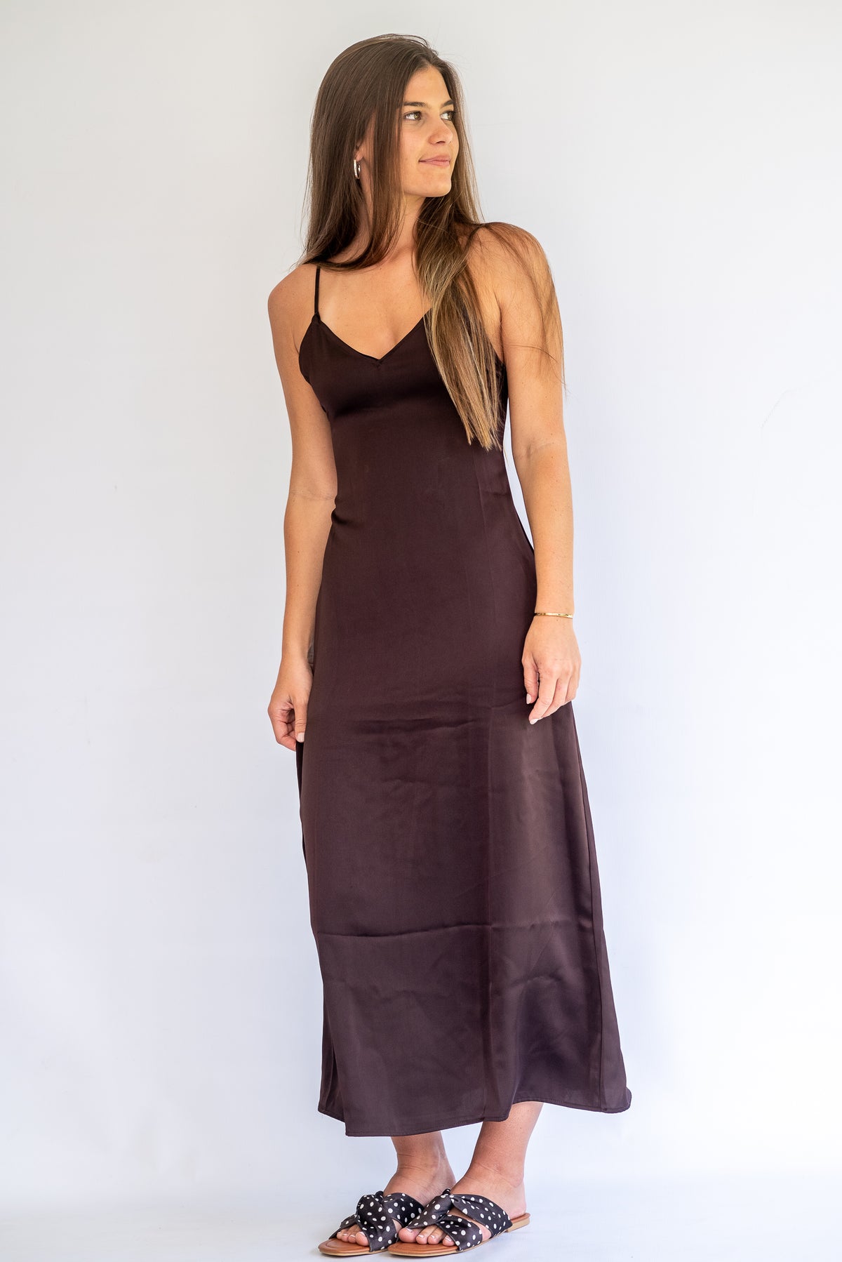 Chocolate satin dress