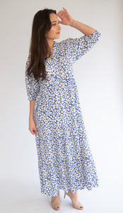 Arya dress - ditsy blue