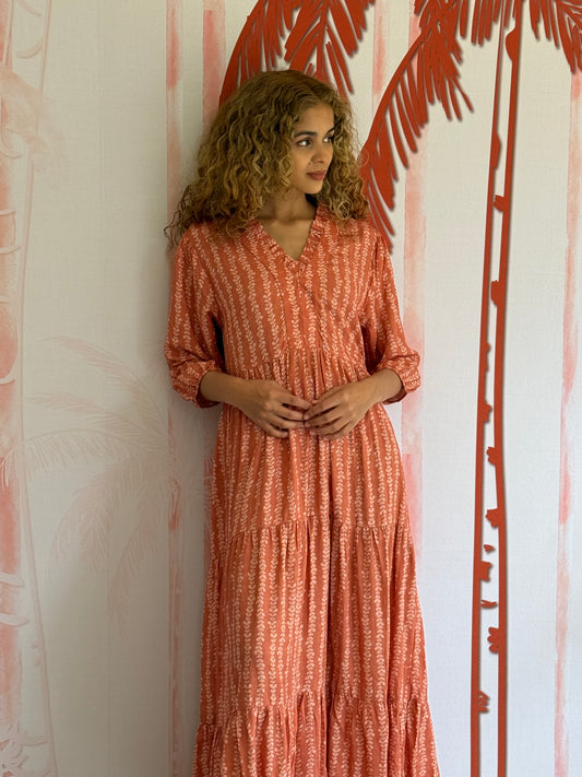Arya dress - terracotta vines