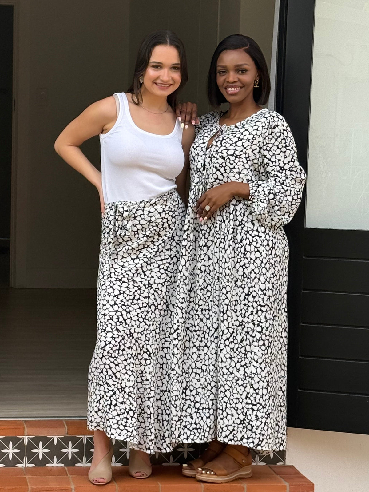 Arya wrap skirt - ditsy black & white