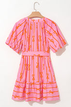 Load image into Gallery viewer, Buttons &amp; bows dress puff sleeve
