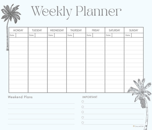 Weekly planner azure palm