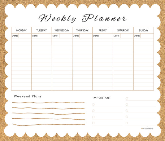 Weekly planner gold scallop