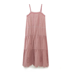 Mila anglaise dusty pink strappy dress